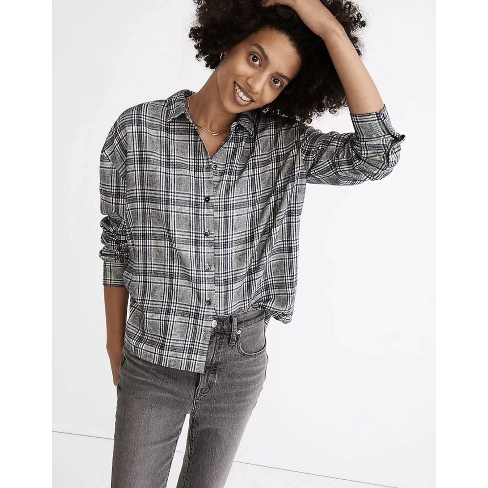 Madewell Blue Flannel Westlake Shirt‎ Dublin Plaid Button Women's Size Small
